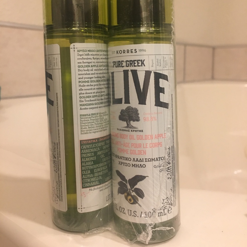 NWT Korres Pure Greek Body Olive Oil (Apple) 2-Pk